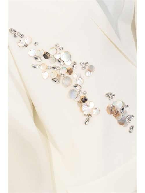 Blazer monopetto in viscosa con ricamo strass e bottoni madreperla Alpha studio | AD-6255NR2003